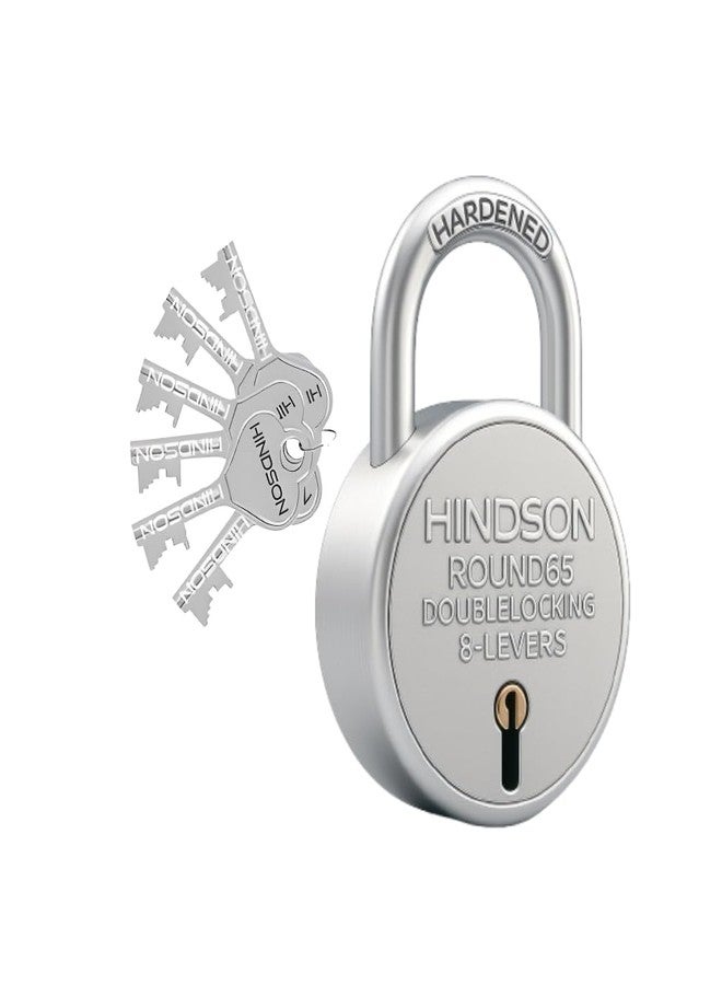 Hindson Round 65 Heavy Duty Padlock with 6 Keys for Home, Office & Gate - Pack of 1 - Image 1